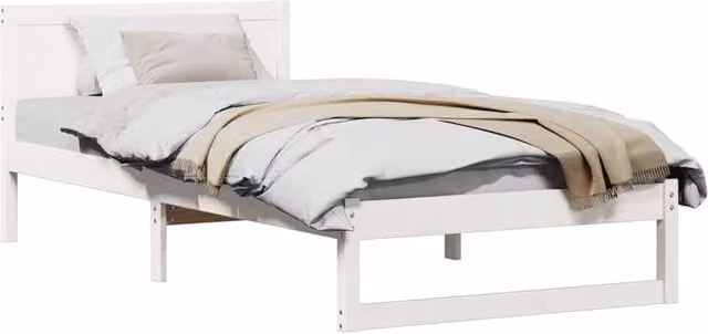 Berkfield Home Elegant Single Bed Frame in White Solid Pine Wood