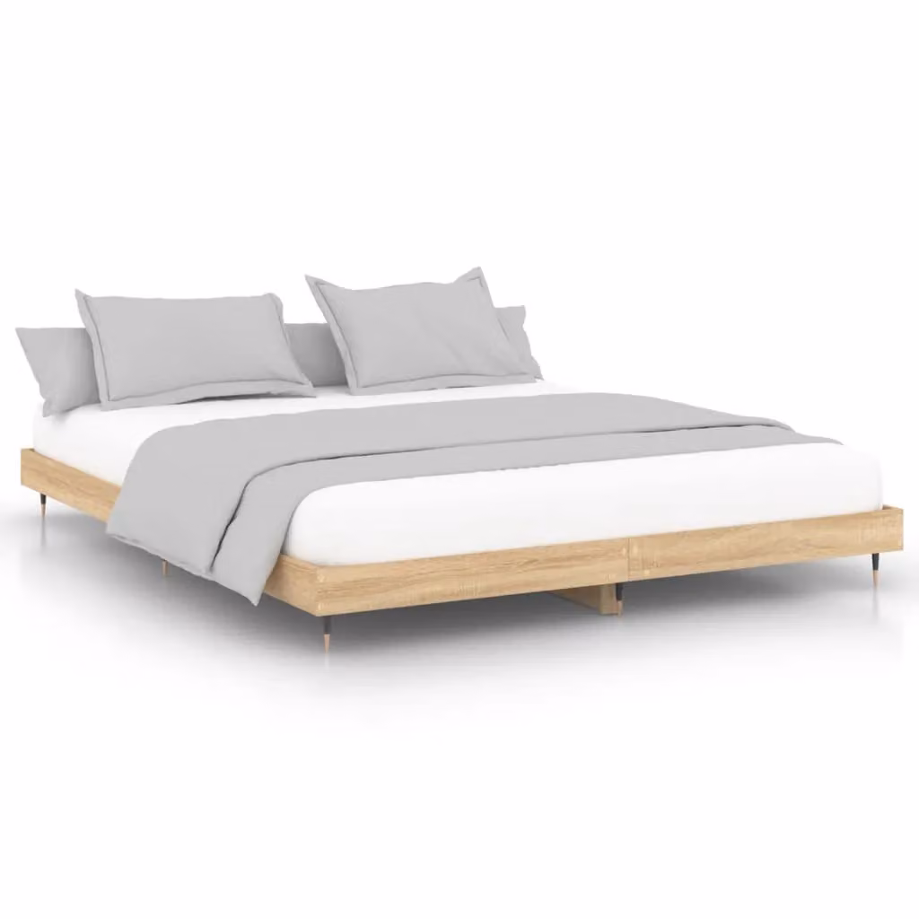 Berkfield Home Sonoma Oak Bed Frame in Brown, Engineered Wood, W/D/H: 120 x 200 cm – 2