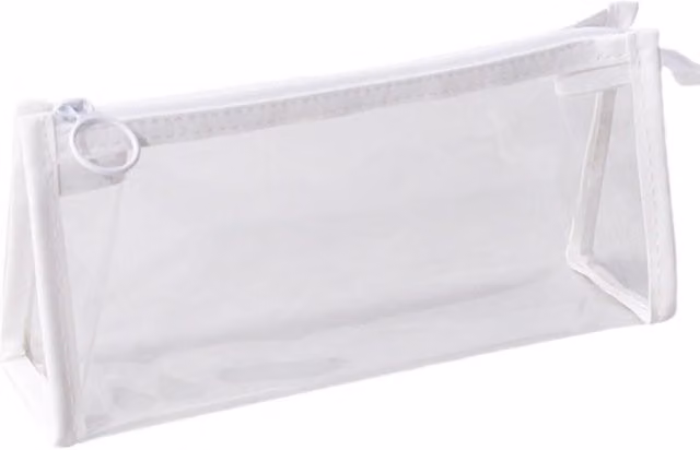 Jaoyeh Trading Ltd Transparent White Plastic Zip Flat Pouch Pencil Case