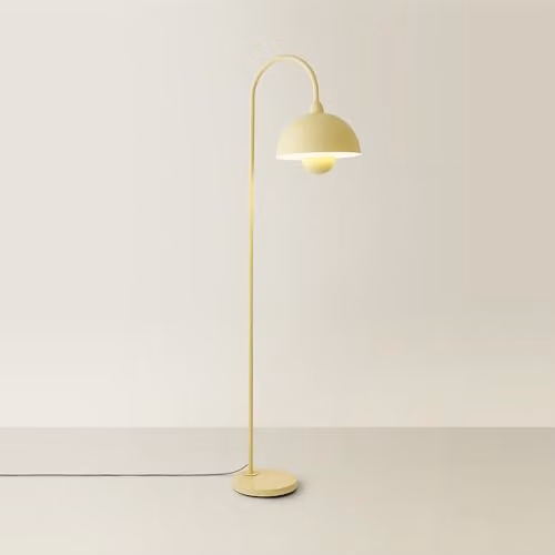ValueLights Tilly Pastel Lemon Arched Dome Metal Floor Lamp with LED Bulb, H: 160 cm, W: 45.5 cm, D: 30 cm – 1