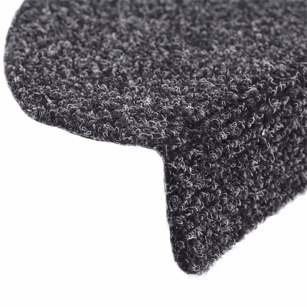 Berkfield Home 15-Piece Self-Adhesive Needle Punch Stair Mats, Dark Grey, W: 65 cm, D: 21 cm, H: 4 cm – 3