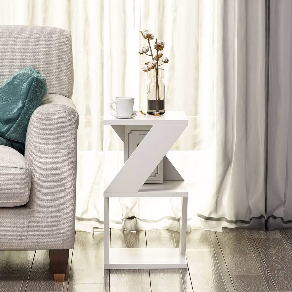CALICOSY Albeni 3-Tier Side Table in White, W/D/H: 30 x 30 x 50 cm – 3