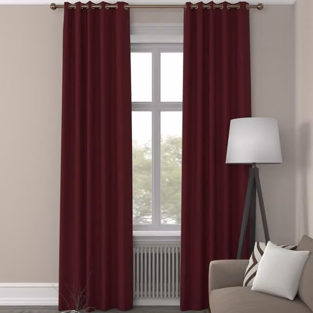 Terrys Clarence Red Velvet Opaque Eyelet Fabric Curtain Panel