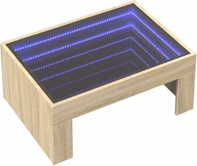 Berkfield Home Infinity LED Decorative Coffee Table in Sonoma Oak and Brown, W: 70 cm, D: 50 cm, H: 30 cm – 1