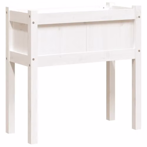 vidaXL Rustic White Lacquered Garden Planter with Legs in Solid Pine Wood, W/D/H: 70 x 31 x 70 cm