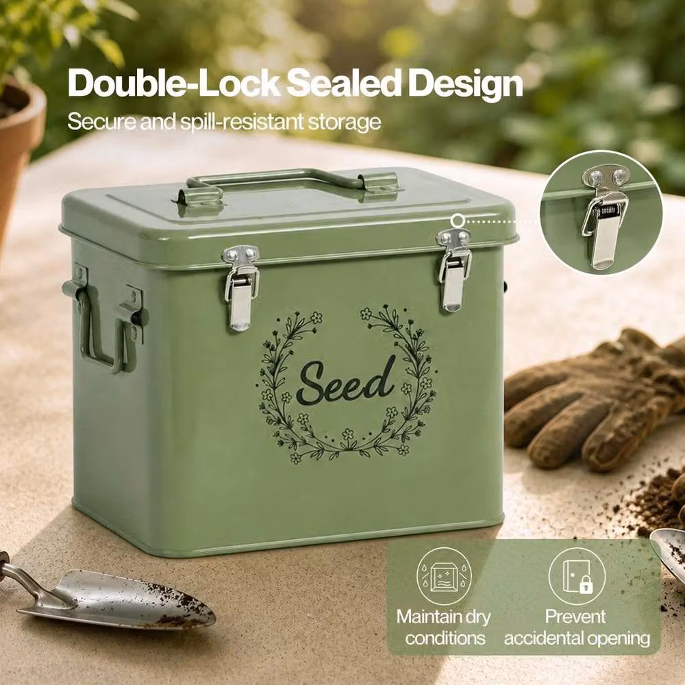 FLAVORA 3 Compartment Storage Box Organiser with Metal Clip in Green – 4