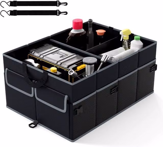 Costway Collapsible Car Trunk Organizer 48L Cargo Storage Box in Black – 1