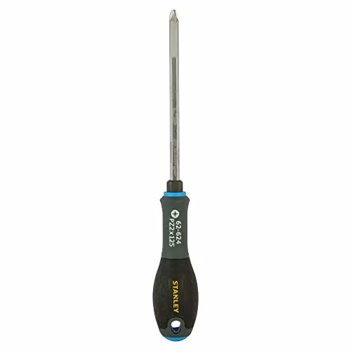 Stanley FatMax Bolster Screwdriver Pozi Tip PZ2, Black and Multicolour, Chrome Vanadium Steel, Length: 12.5 cm