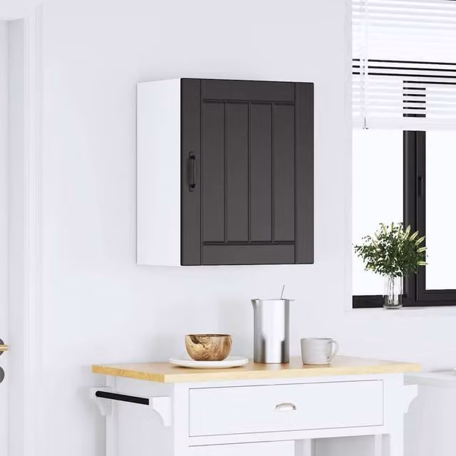 Berkfield Home Lucca Wall Mounted Kitchen Cabinet in Black Matt MDF, W/D/H: 60 x 31 x 50 cm