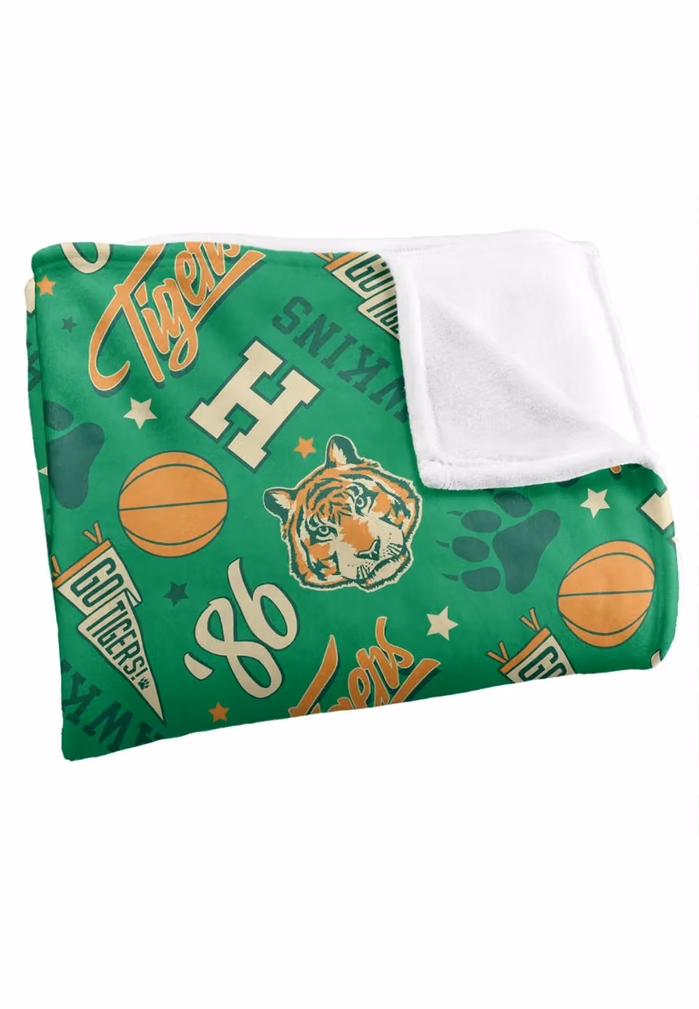 Stranger Things Hawkins High Pattern Officially Licensed Super Soft Silky Touch Throw Blanket, White, W: 152 cm, D: 127 cm – 2