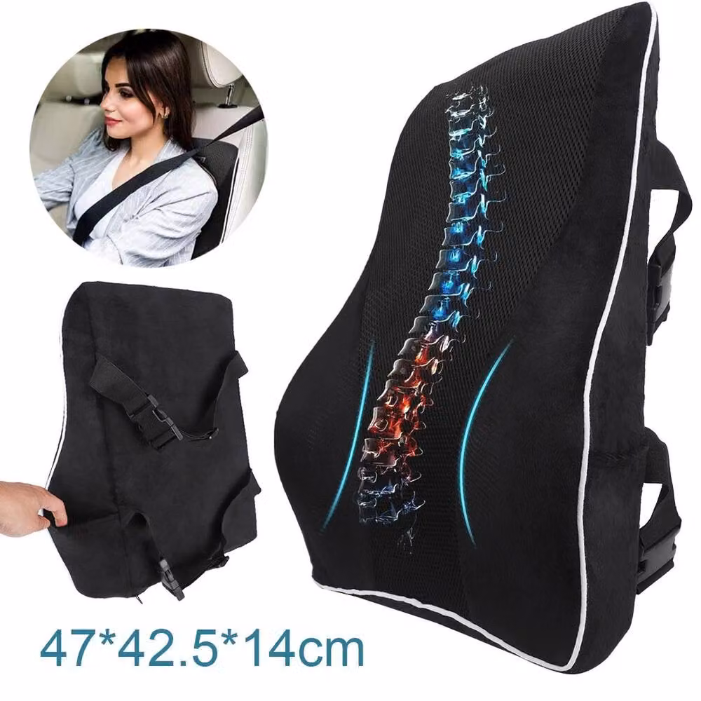 NESTLUNE Universal Memory Foam Car Seat Lumbar Support Cushion in Black, W/D/H: 190 x 100 x 47 cm – 2