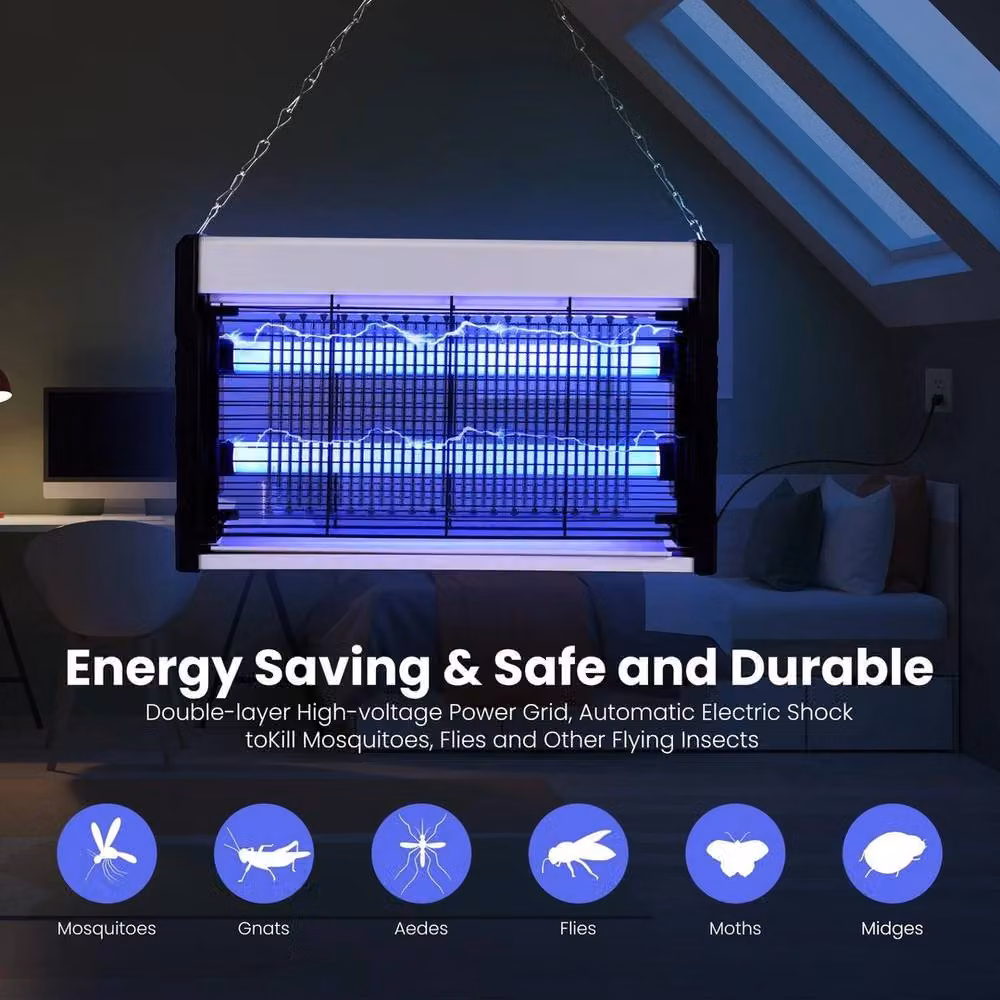 NESTLUNE 40W Electric UV Fly Bug Zapper for Indoor Mosquitoes, Black, W: 100 cm, D: 15 cm – 2