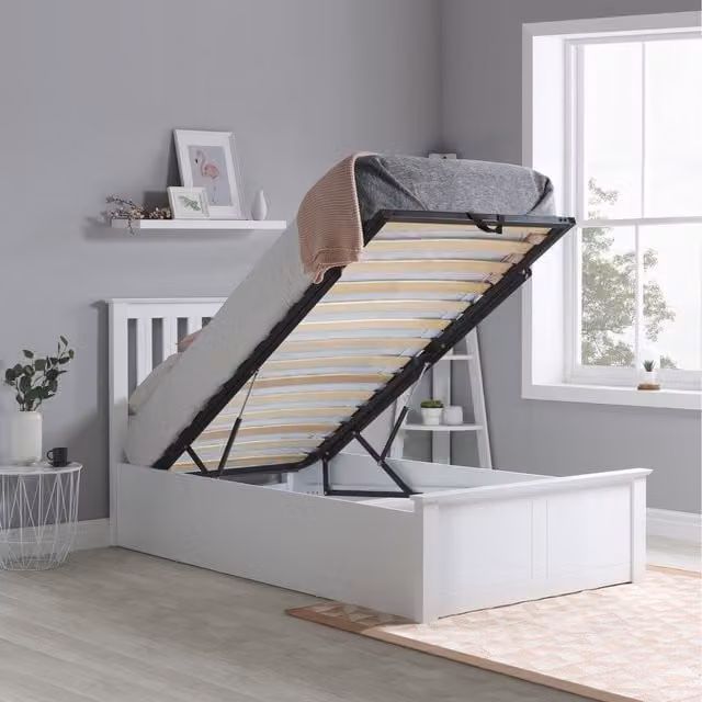 Birlea Phoenix Single Storage Ottoman Bed in White