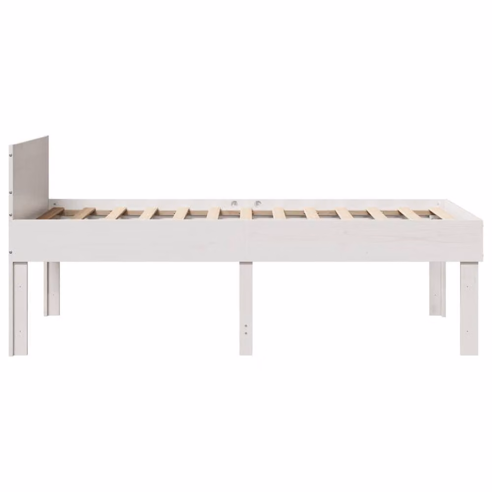 Berkfield Home Small Single Solid Wood Pine Bed Frame, White, W: 75 cm, L: 190 cm – 2
