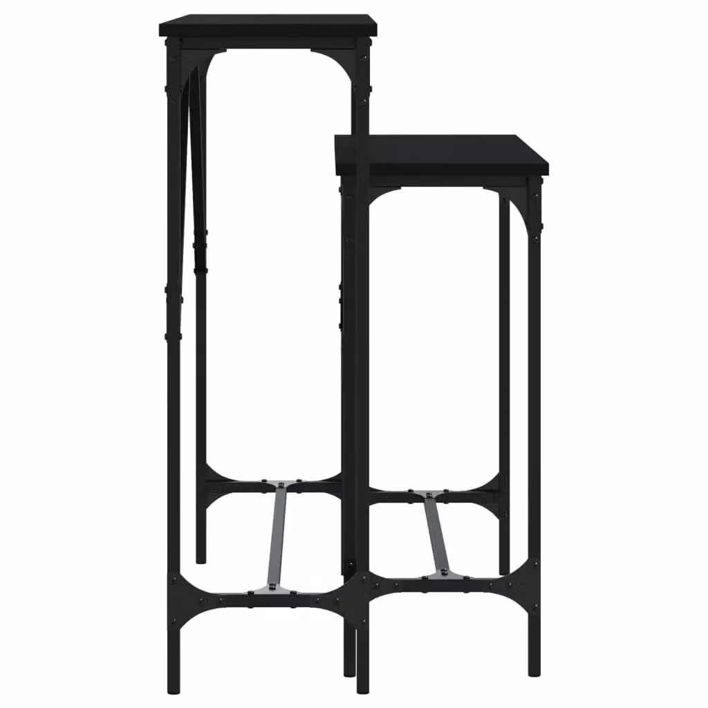 Berkfield Home Set of 2 Black Industrial Style Console Tables in Engineered Wood – 4