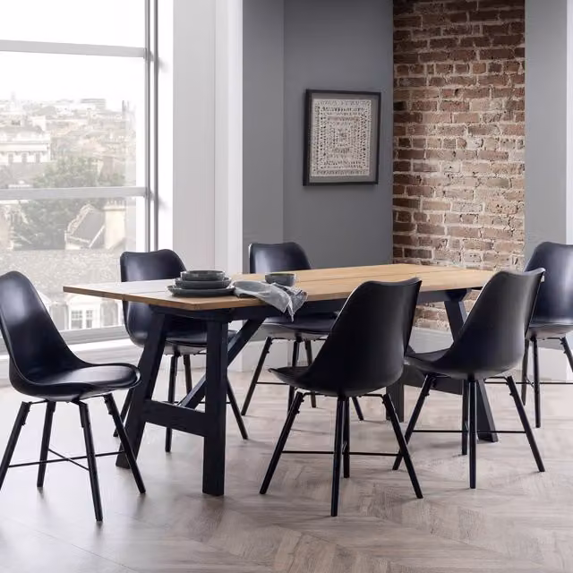 Julian Bowen Hockley Table and Kari Chairs Set in Black Rubberwood