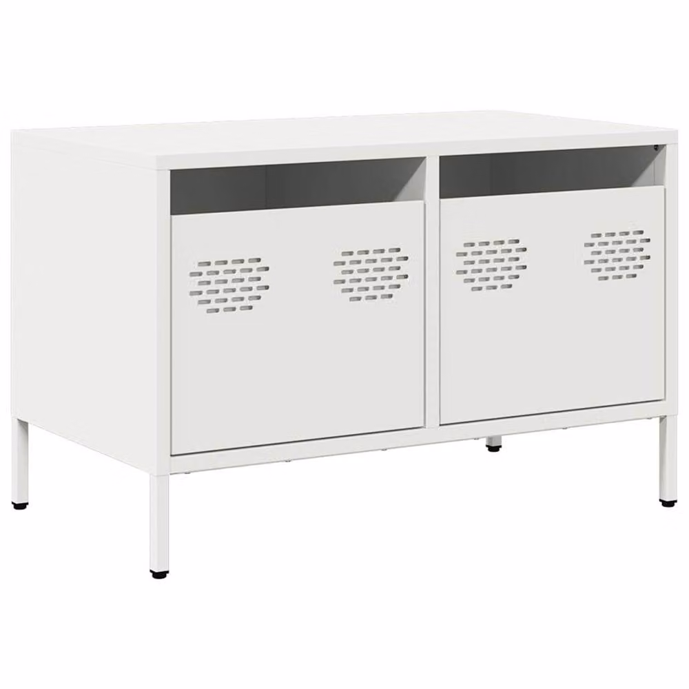 Berkfield Home White Industrial TV Cabinet in Matt Cold-rolled Steel, W/D/H: 68 x 39 x 43.5 cm – 3