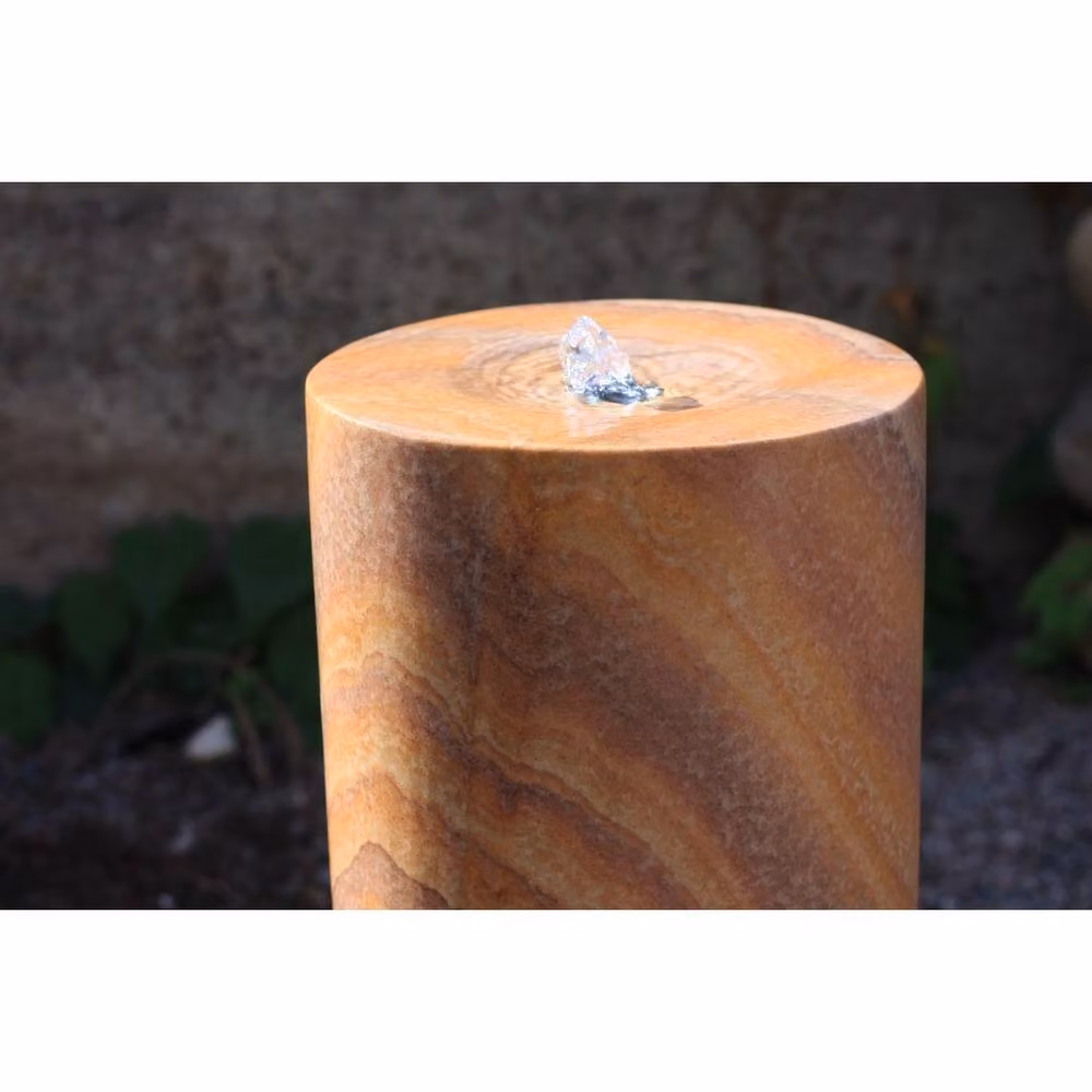 Buttercup Farm Rainbow Sandstone Column Water Feature with Pump and Light in Brown, H 70 x W 20 x D 20 cm – 2