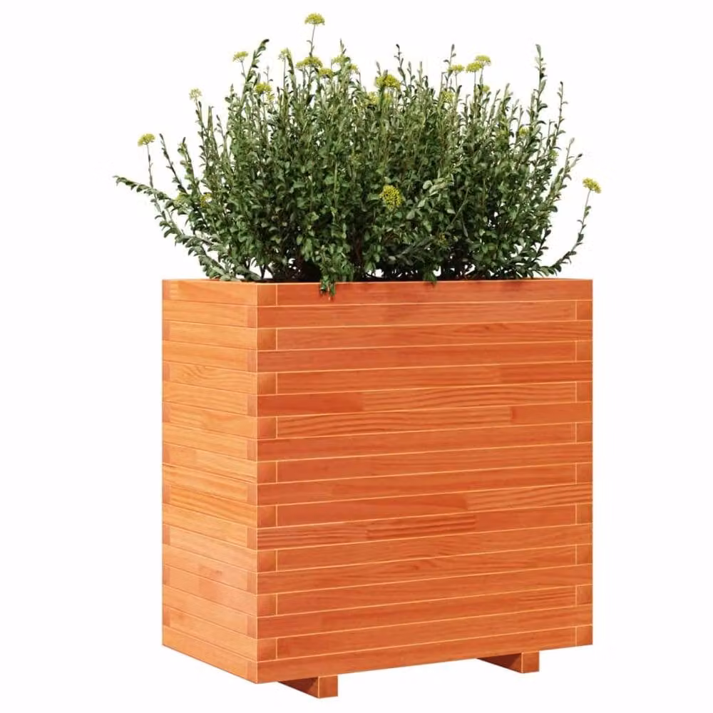 Berkfield Home Waxed Brown Pine Garden Planter, W/D/H: 70 x 40 x 72 cm – 2