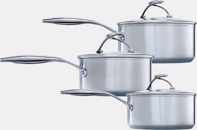 Circulon S Series Non-Stick Stainless Steel Saucepan Set of 3, Silver