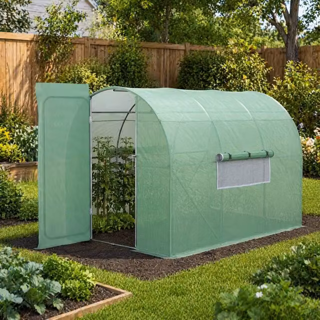 STILVORA Walk-in Greenhouse with Hinged Door and Windows, Green, W: 300 cm, D: 200 cm, H: 200 cm