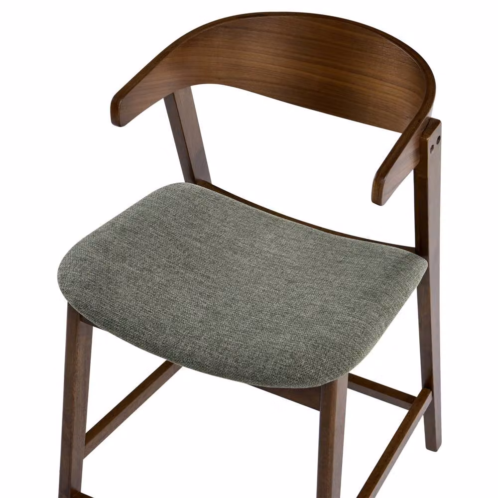 Wyld and Coco Classic Living Set of 2 Bar Chairs in Green and Brown Polyester and Rubberwood – 4