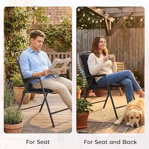 Outsunny Set of 2 Waterproof Garden Chair Cushions in Black, W/D/H: 50 x 50 x 7 cm – 8
