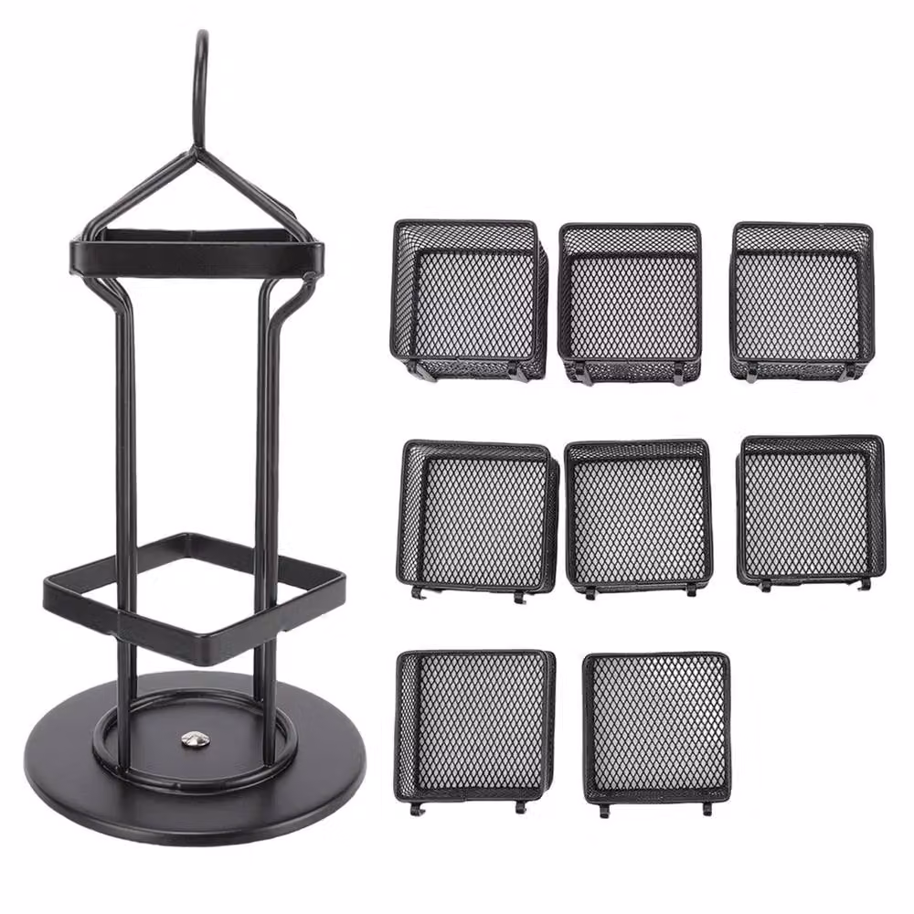 VOGREX 8 Compartment Rotating Metal Tea Bag Carousel Storage Organiser in Black – 4