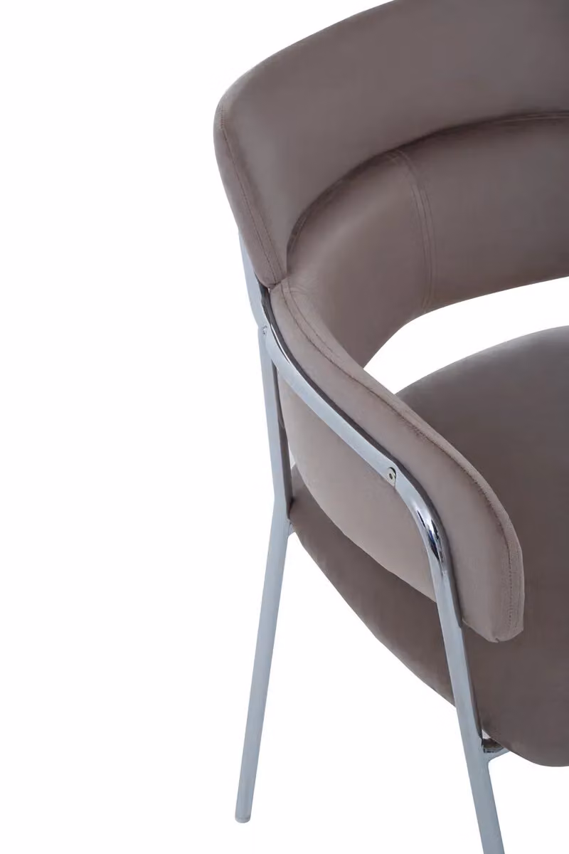 Orsina Tamzin Brown Velvet Mid-Century Dining Chair with Chrome Metal Finish – 2