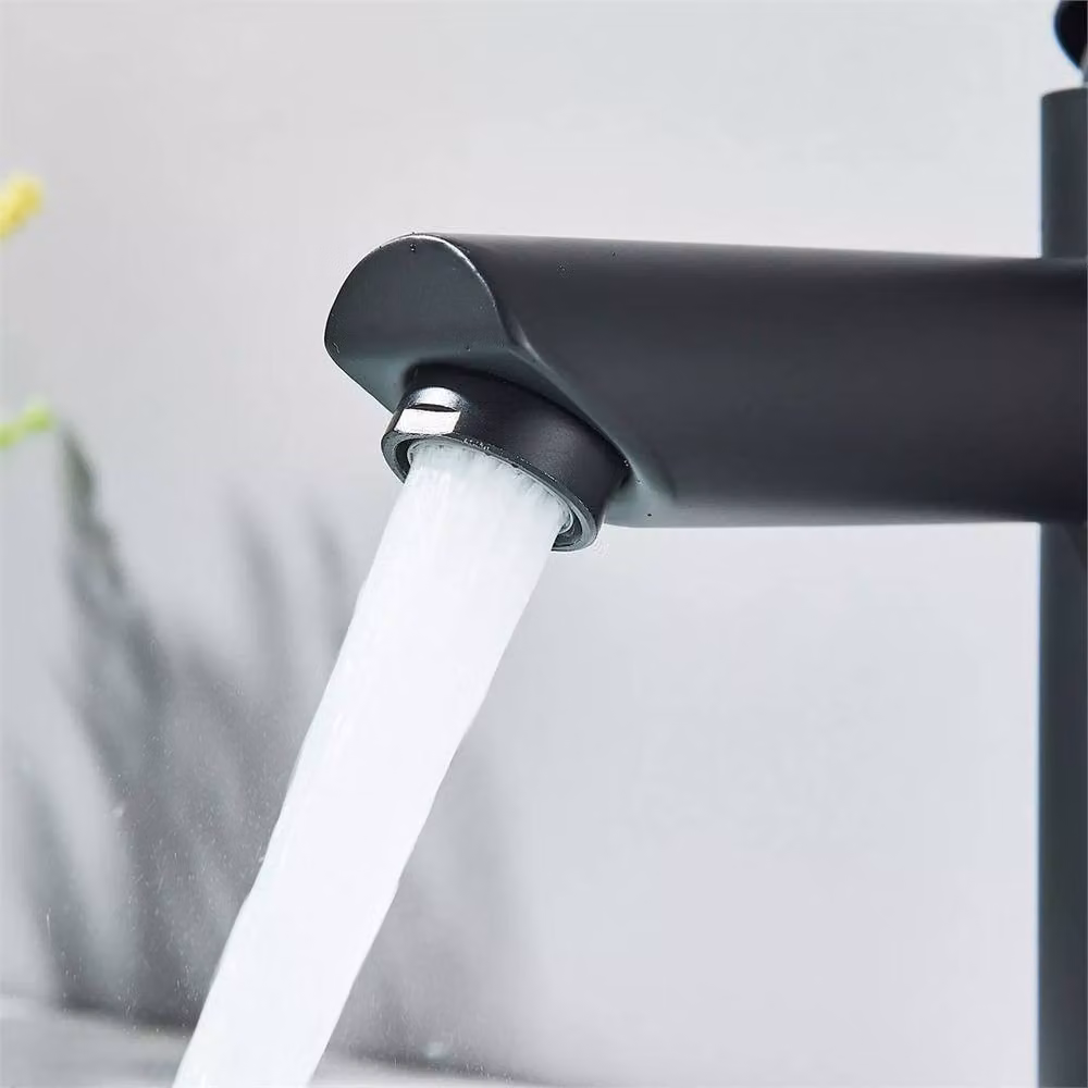 SPETLEK Matt Black Single Lever Basin Mixer Tap with Waste and Swivel Spout – 4
