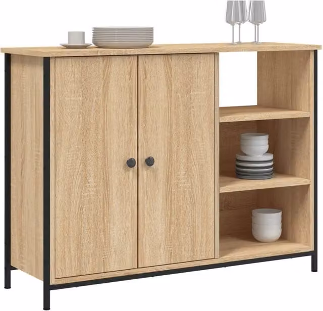 Berkfield Home Sonoma Oak Sideboard in Light Tan, W/D/H: 100 x 33 x 75 cm