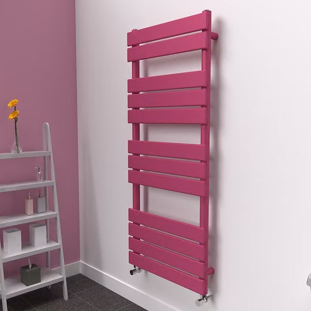 Lux Heat Flat Coloured Towel Radiator, Pink, W: 50.0 cm, H: 120.0 cm