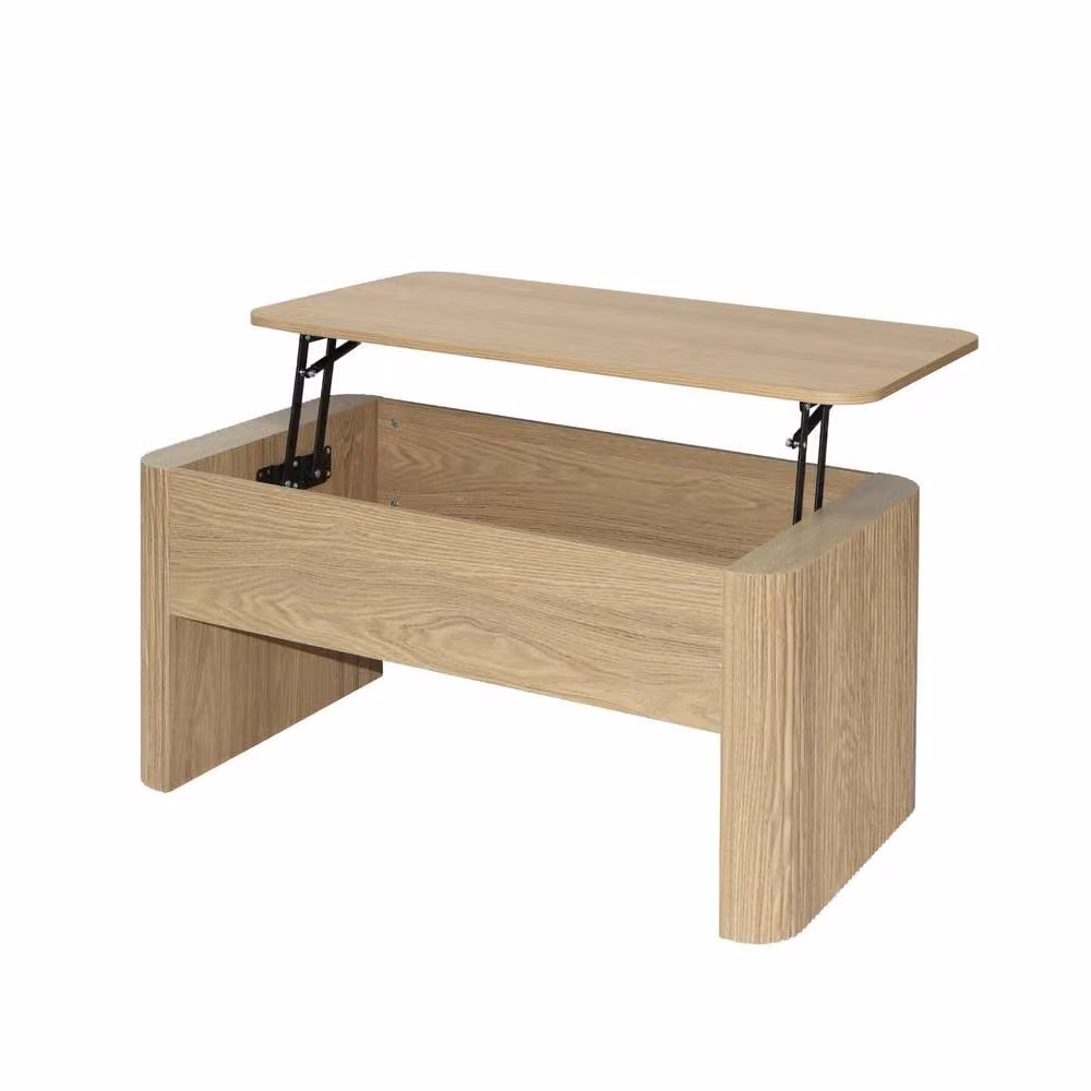 Home Source Winthorpe Lift Up Storage Coffee Table in Light Oak – 3