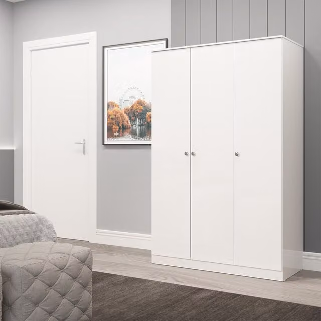 Seconique Denver 3 Door Wardrobe in White