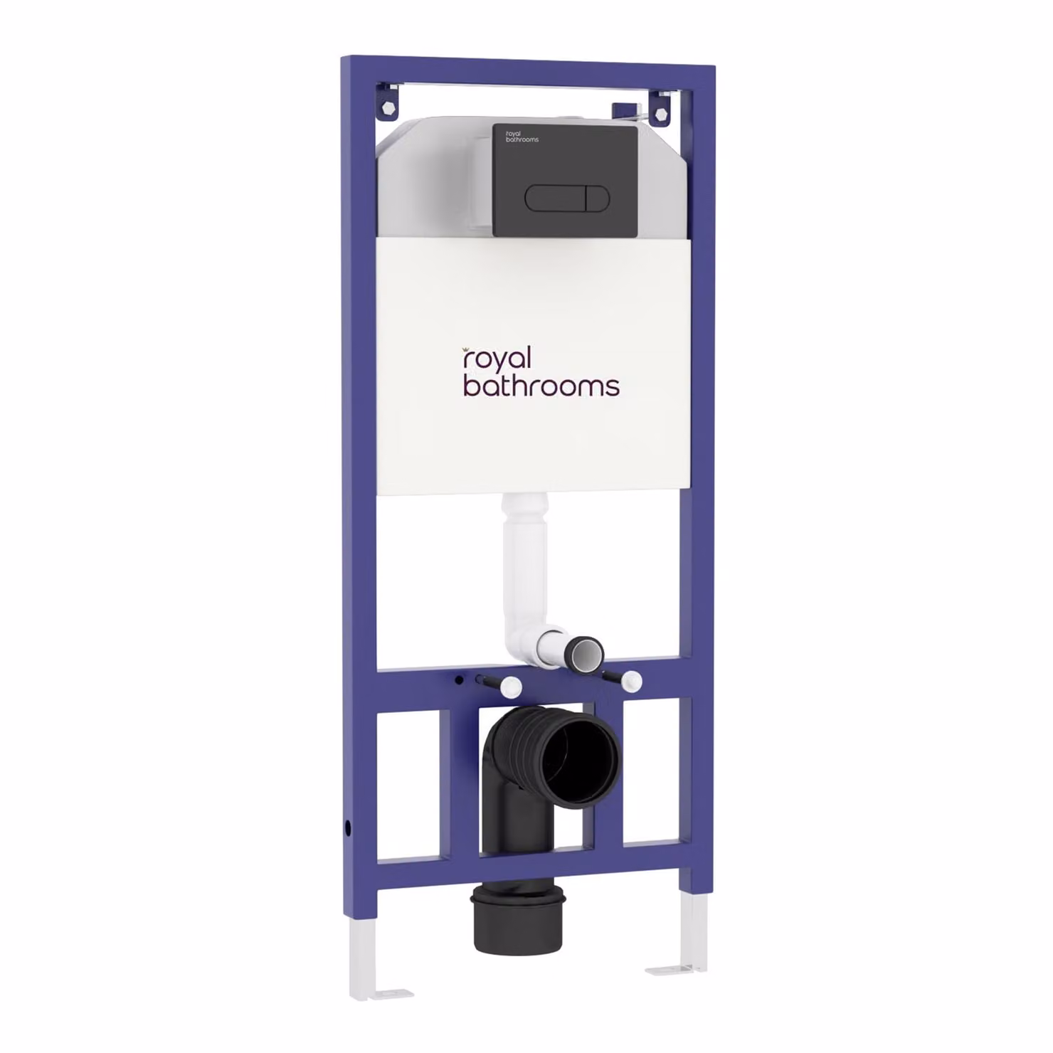 Royal Bathrooms Aqua Wall Hung Toilet Frame with Dual Flush Concealed Cistern and Square Black Plate