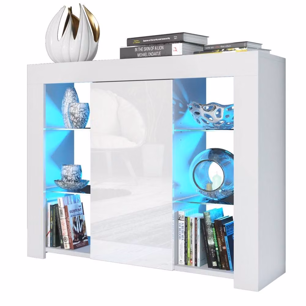 Creative Furniture Harbor Sideboard in White with Glossy Doors, W: 97 cm, H: 83 cm, D: 35 cm – 3