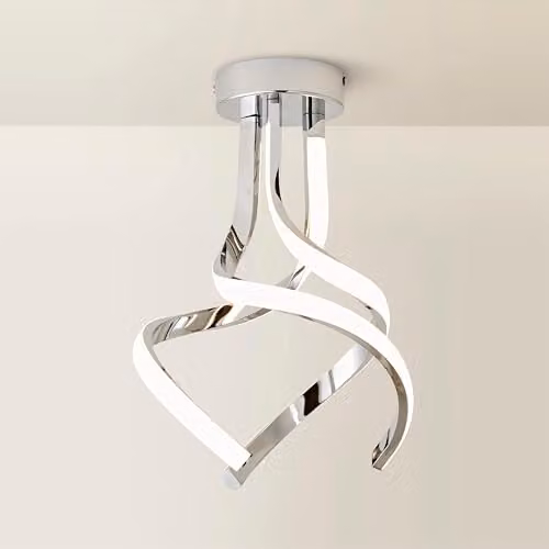 ValueLights Chrome Single Twist Integrated LED Ceiling Light Fitting, Silver