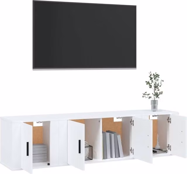 Berkfield Home Classic 3 Piece TV Cabinet Set in White Matt Engineered Wood – 1