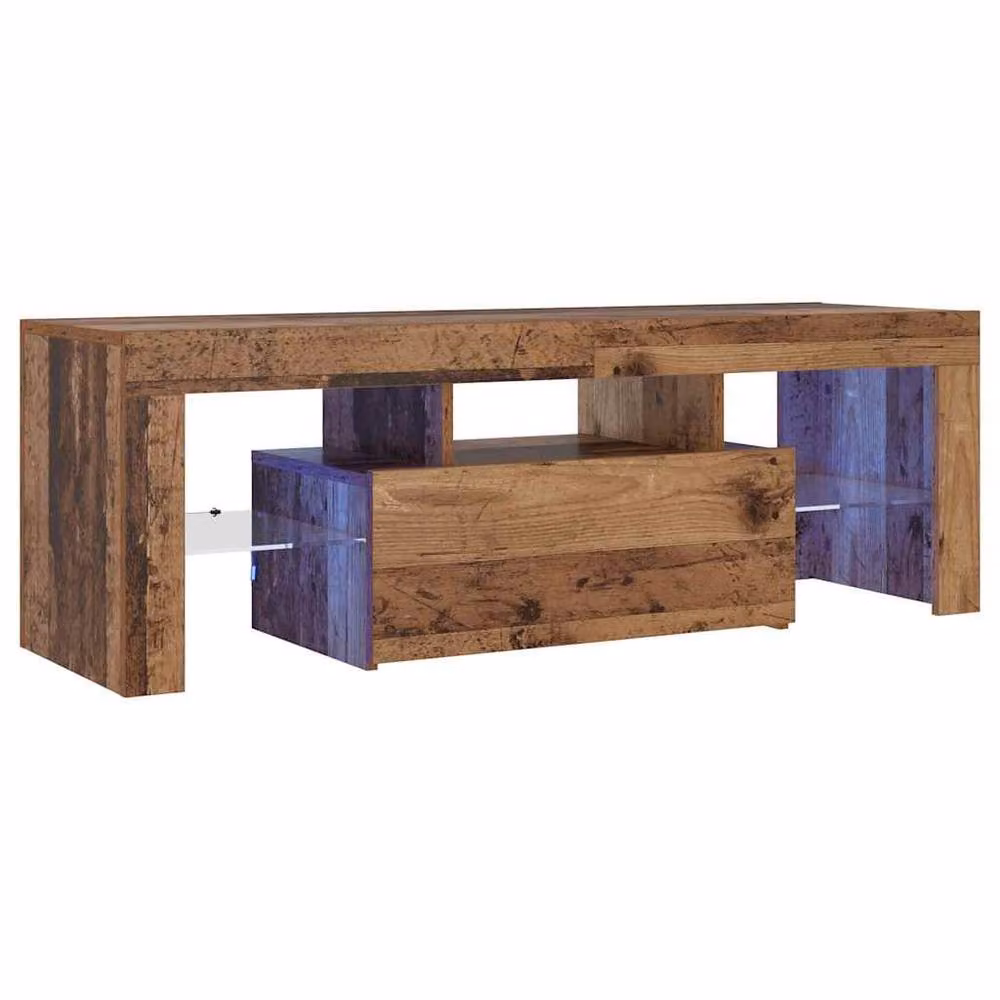 Berkfield Home TV Cabinet with LED Lights in Old Wood Brown, W/D/H: 120 x 36.5 x 40 cm – 5