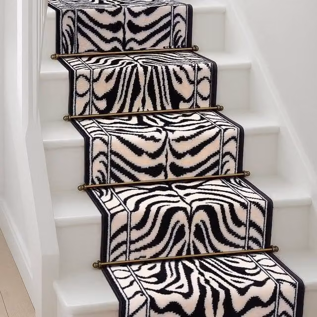 Bravich LTD Zebra Print Hallway Runner Rug, Non-Slip Low Pile Polypropylene Carpet, Black and Multicolour, W: 60 cm x L: 150 cm