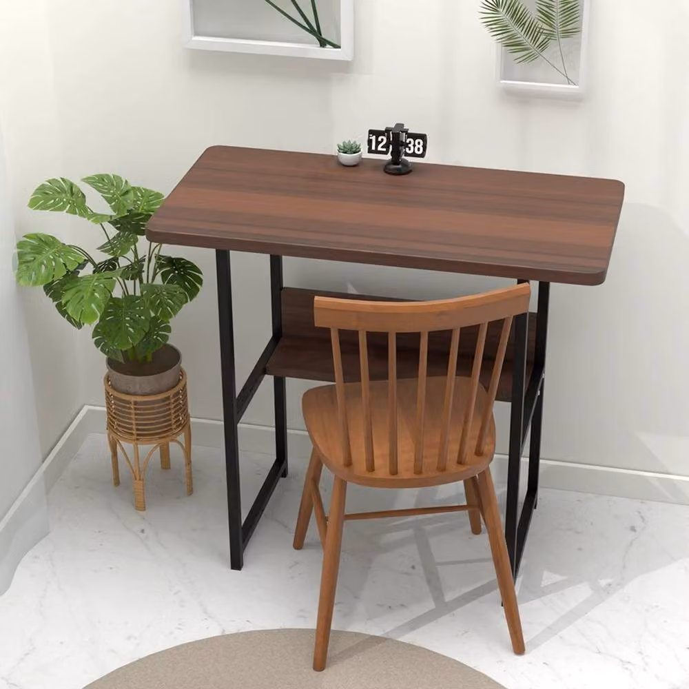 KORVIXA Brown Computer and Laptop Study Desk, W/D/H: 100 x 100 x 75 cm – 2