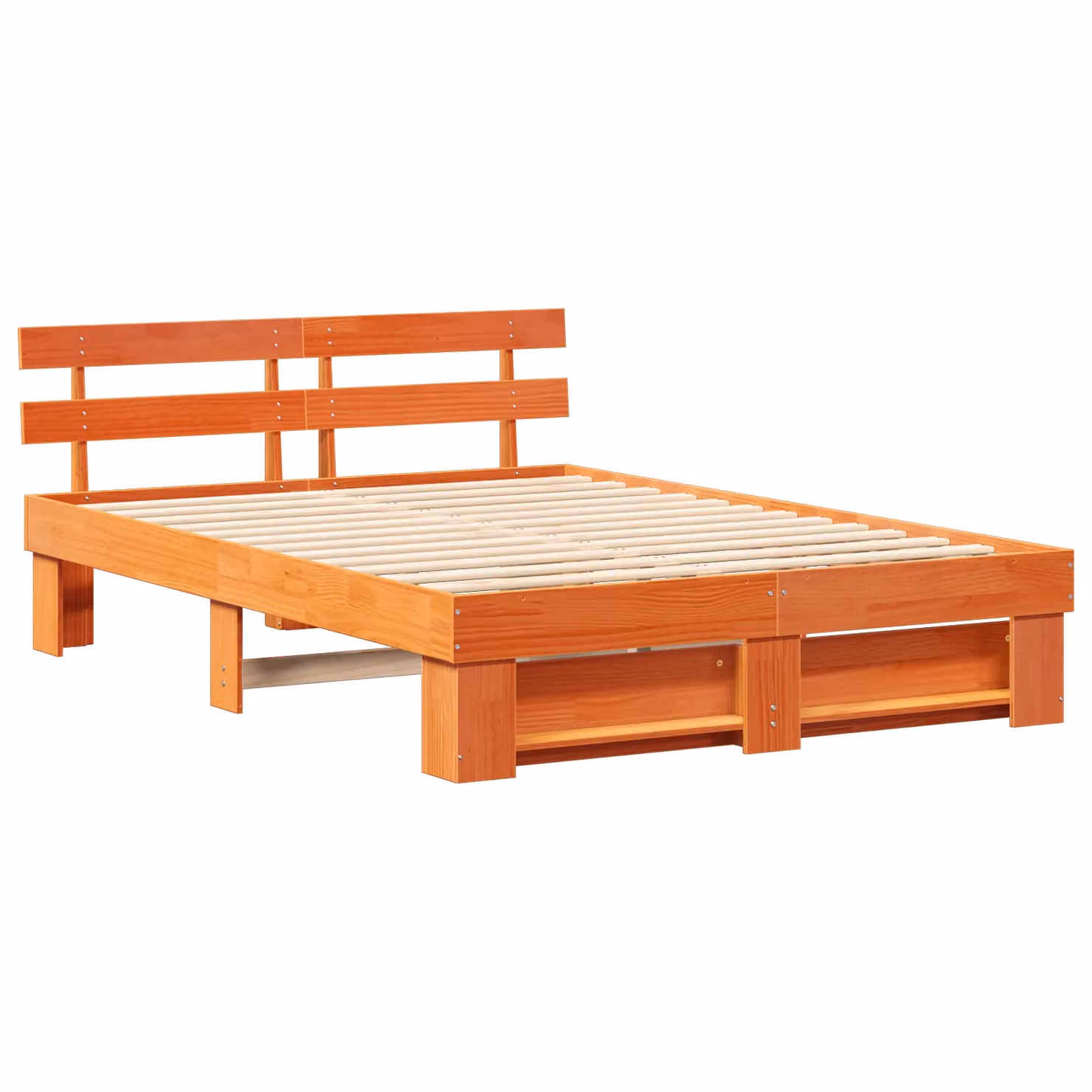 Berkfield Home Solid Pine Wood Bed Frame with Headboard in Brown, W: 150 cm, L: 200 cm – 2