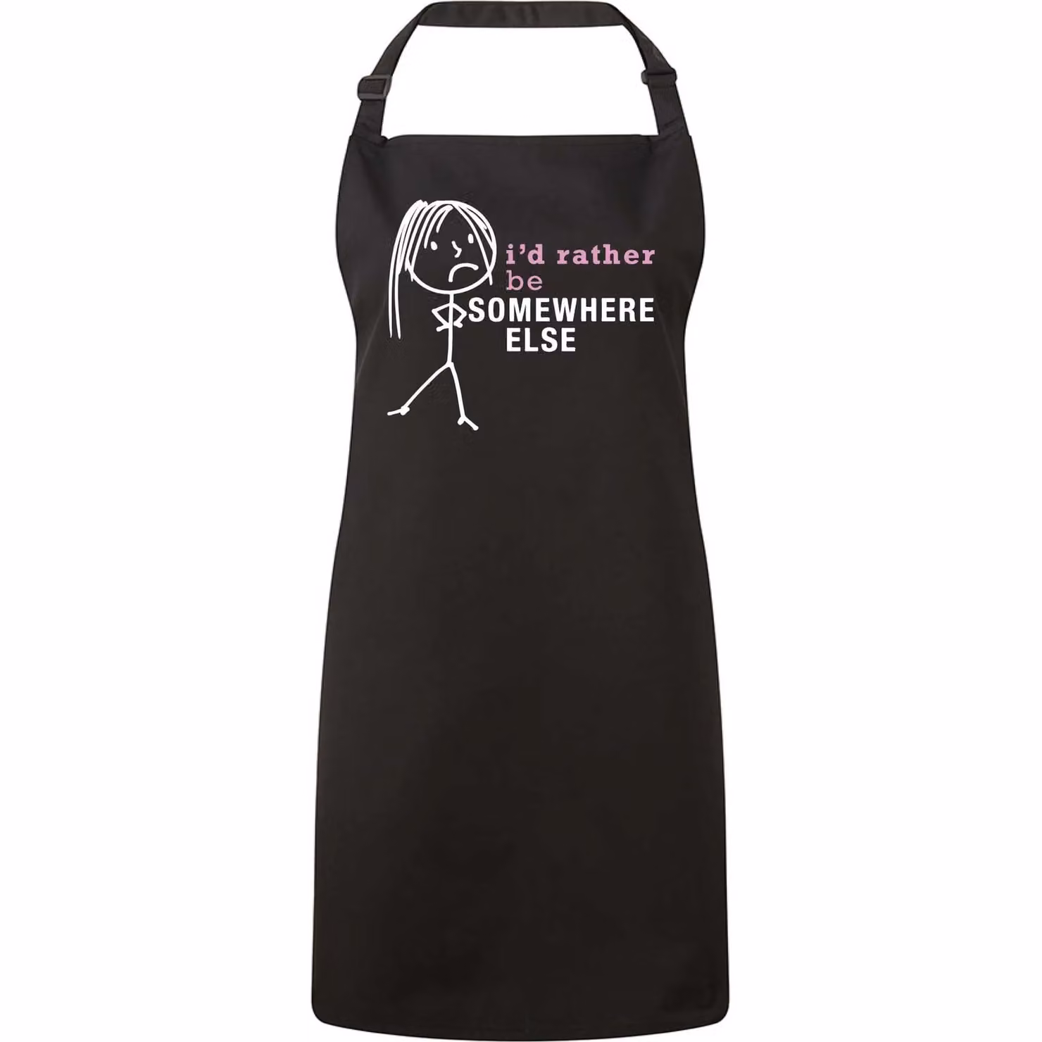 60 Second Makeover Women's I'd Rather Be Somewhere Else Apron in Black – 2
