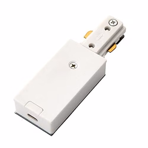 Loops White Plastic Commercial Track Light Live End Strip Connector