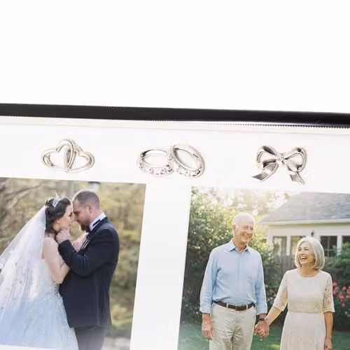 Happy Homewares 40th Ruby Anniversary and Wedding Day Picture Frame in Silver, Black and Red, 4 x 4 inch – 2