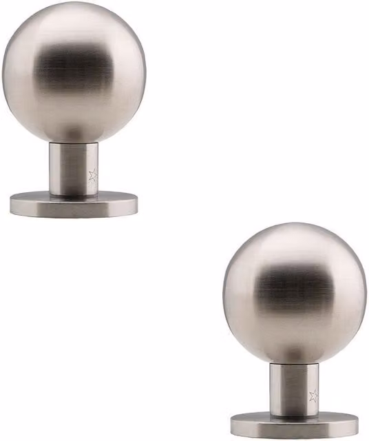 Loops 2x Round Mortice Door Knobs in Brushed Satin Stainless Steel, 50mm Rose, Silver – 1