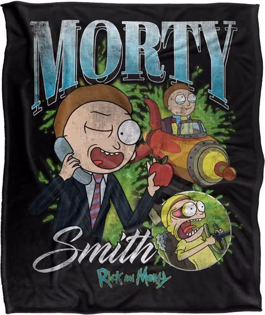 LOGOVISION Rick and Morty Morty Smith Homage Super Soft Fleece Throw Blanket, Multicolour, W/D/H: 152 x 127 cm – 6