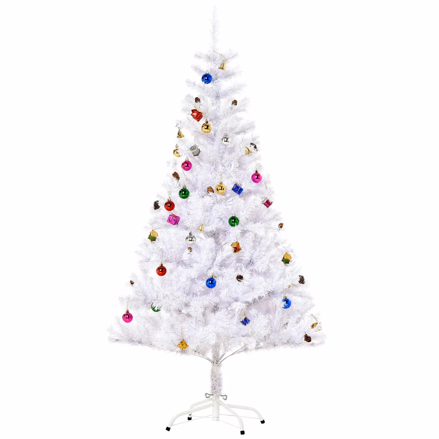 HOMCOM 5ft White Snow Artificial Christmas Tree with Metal Stand – 2