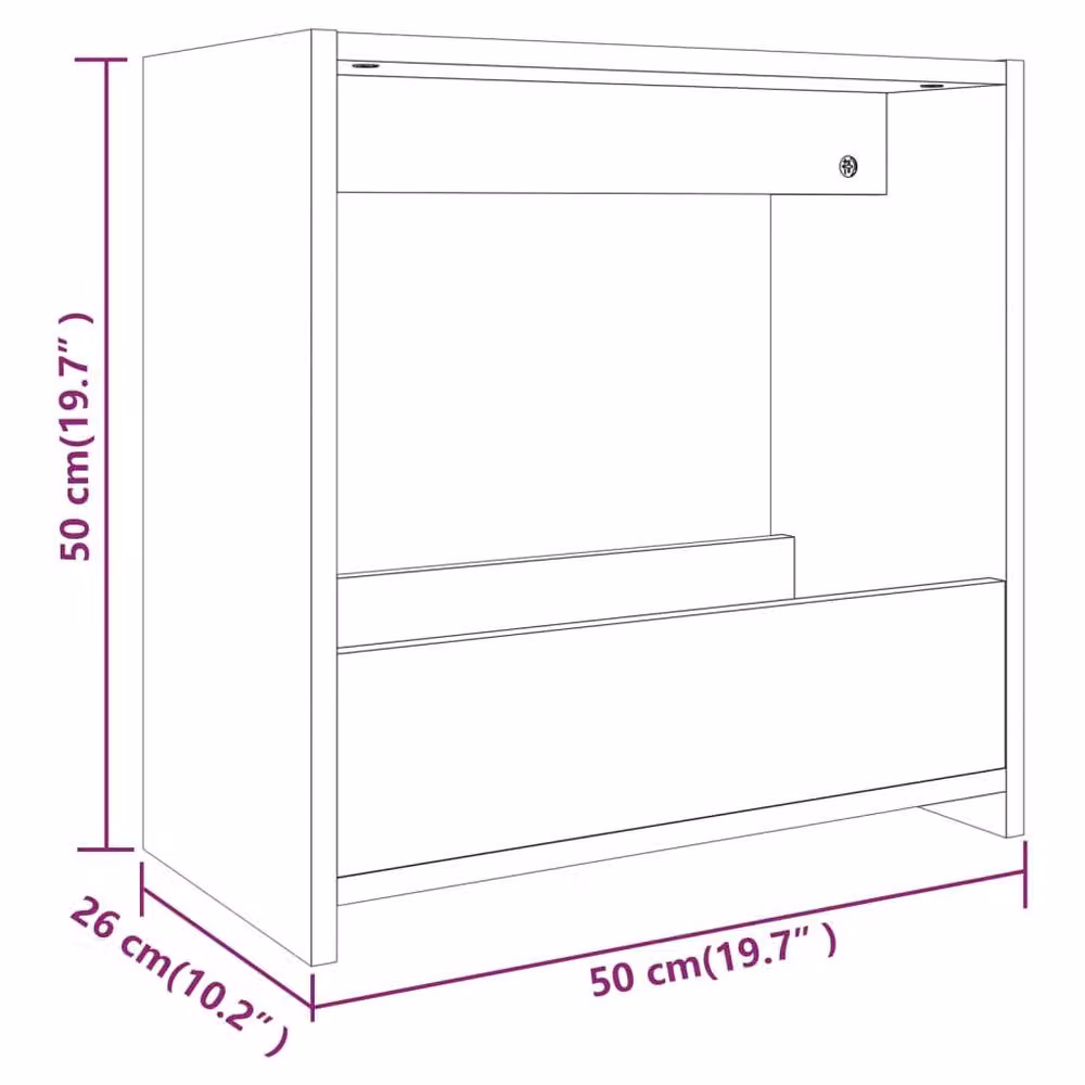 Berkfield Home Side Table in Brown Oak, W/D/H: 50 x 26 x 50 cm – 4