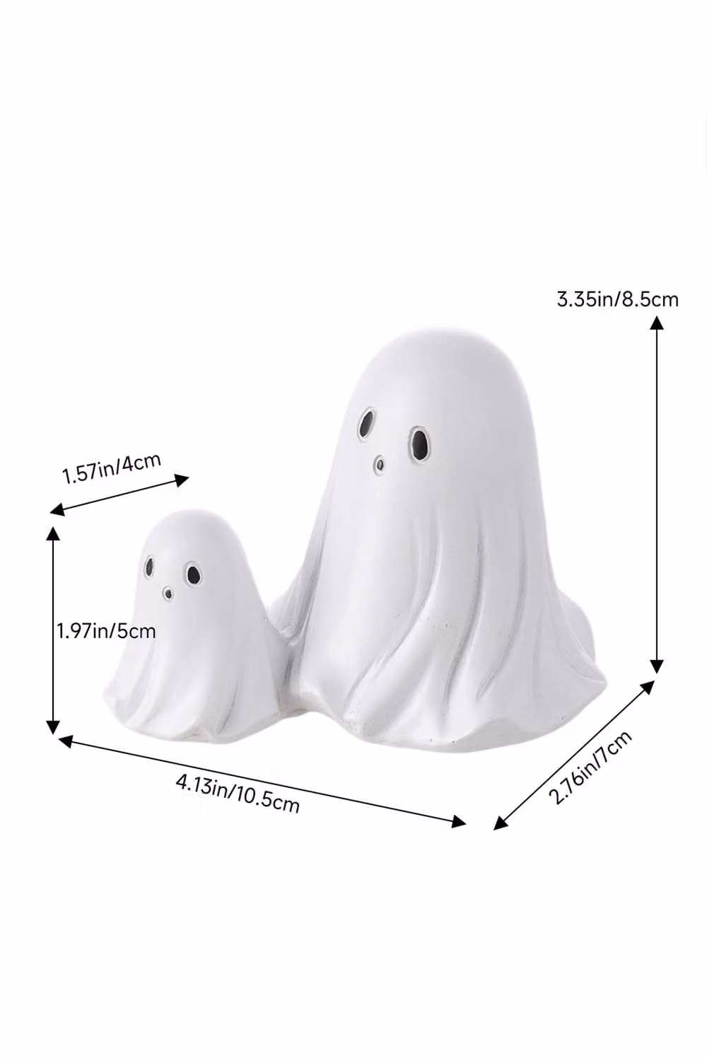 H&O Direct White Ceramic Mini Halloween Ghost Figurines for Tabletop Decoration – 3